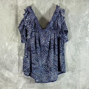 INC International Concepts Women's Deja Paisley Off-The-Shoulder Ruffle Top SZXL